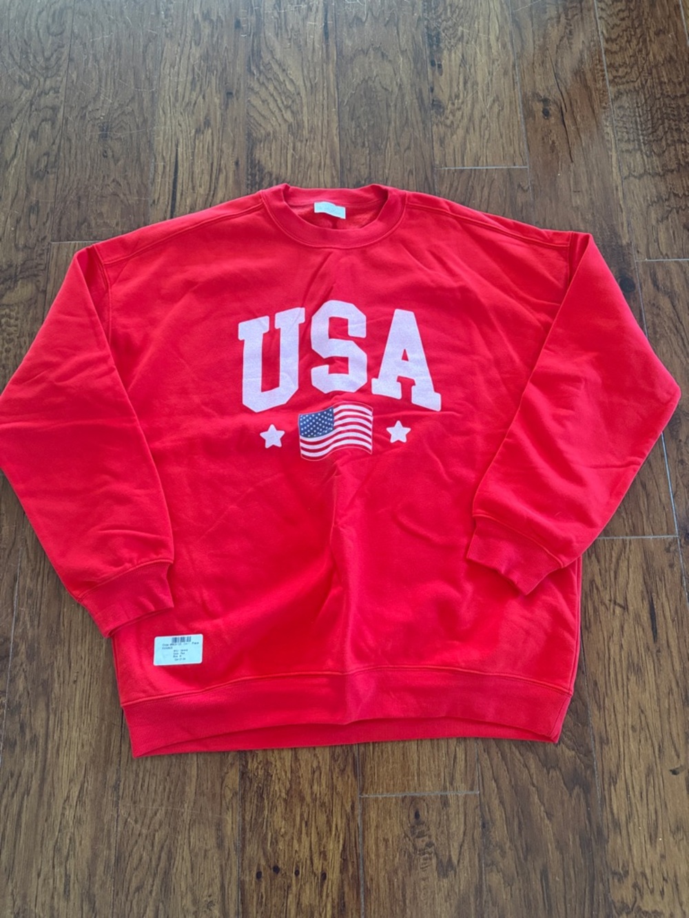 Pink Lily Red USA Graphic Crewneck Sweatshirt